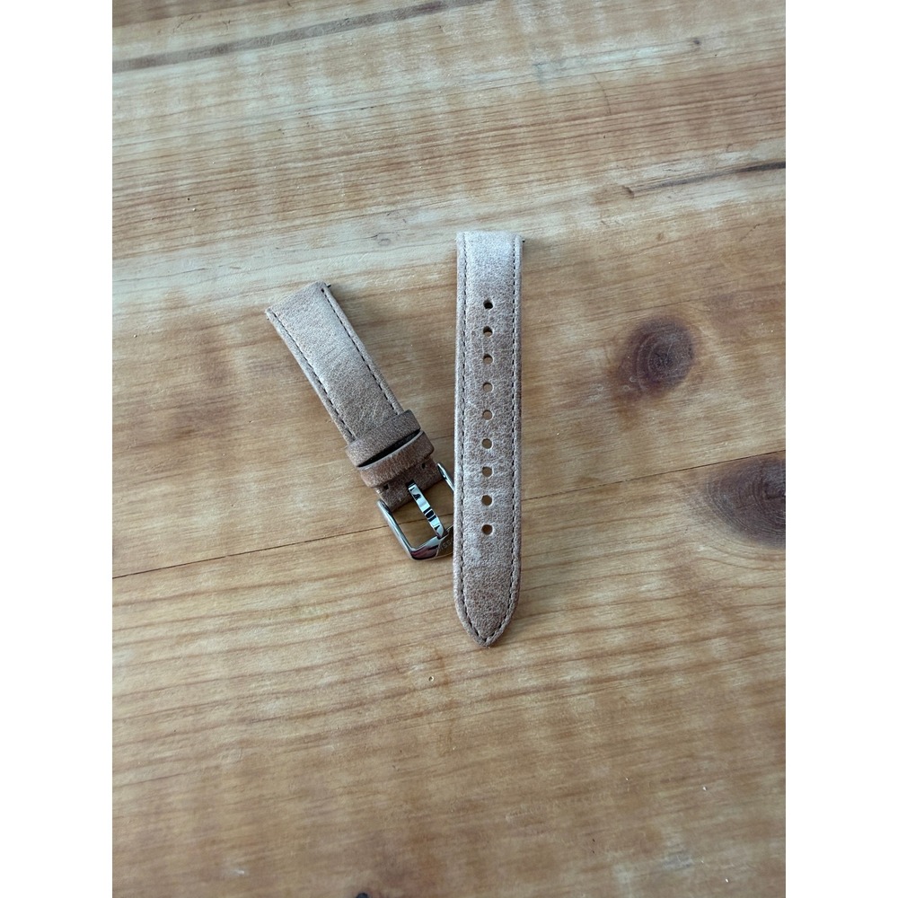 Fossil Watch Strap Women 16mm Tan Brown Genuine Leather Band Silver Buckle